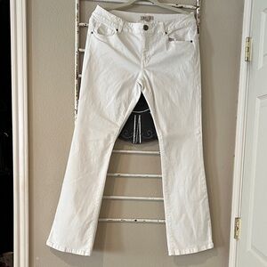 CAbi White Low rise baby boot cut Jeans, size 12.